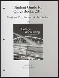 Student Guide for QuickBooks 2011; version: pro, premier & accountant for collage accounting